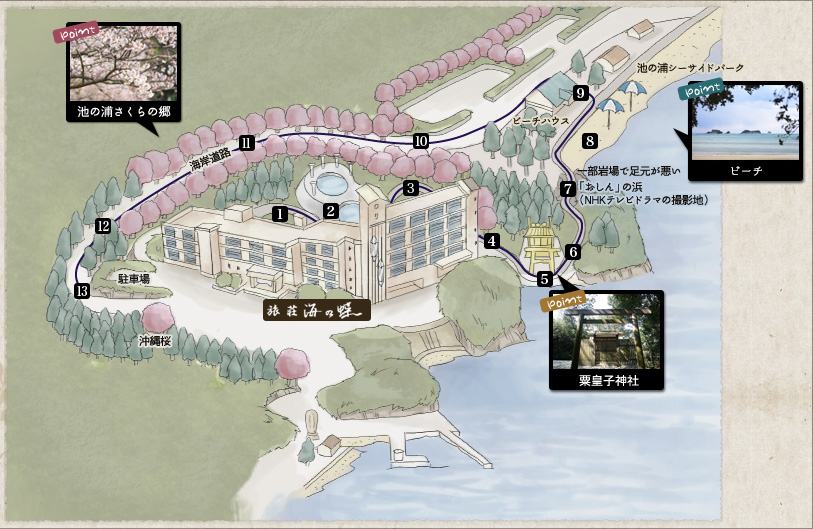海の蝶周辺の散策マップ