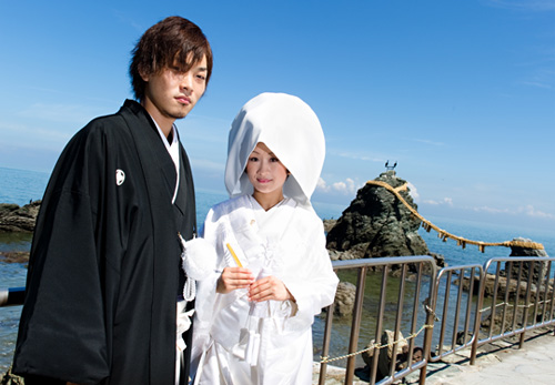 夫婦岩が見える二見興玉神社