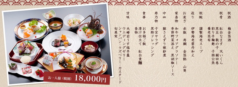 婚礼料理 お一人様 18,000円コース